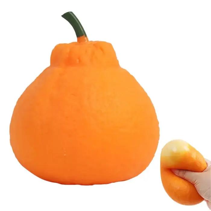 Balle anti-stress réaliste en forme d'orange - Jouet à presser à remontée lente pour soulager l'anxiété