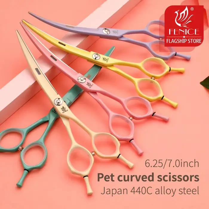 Fenice ciseaux pour chiens 6.25/7.0 pouces ciseaux incurvés ciseaux de toilettage pour animaux de co