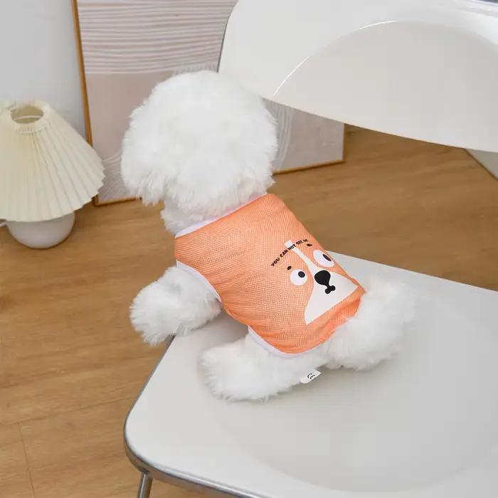 Vêtements pour chiens printemps/été Cool maille débardeur comparé à l'ours cheveux dorés Keji mince