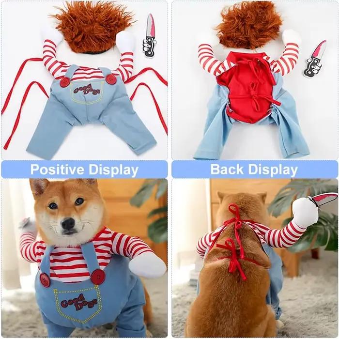 Costume d'Halloween pour animaux de compagnie, vêtements pour chiens, combinaison Chucky, beurre mor