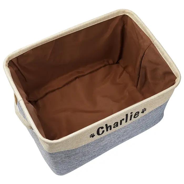 Panier de rangement personnalisé pour jouets de chien, sac en toile pliable personnalisé pour jouets