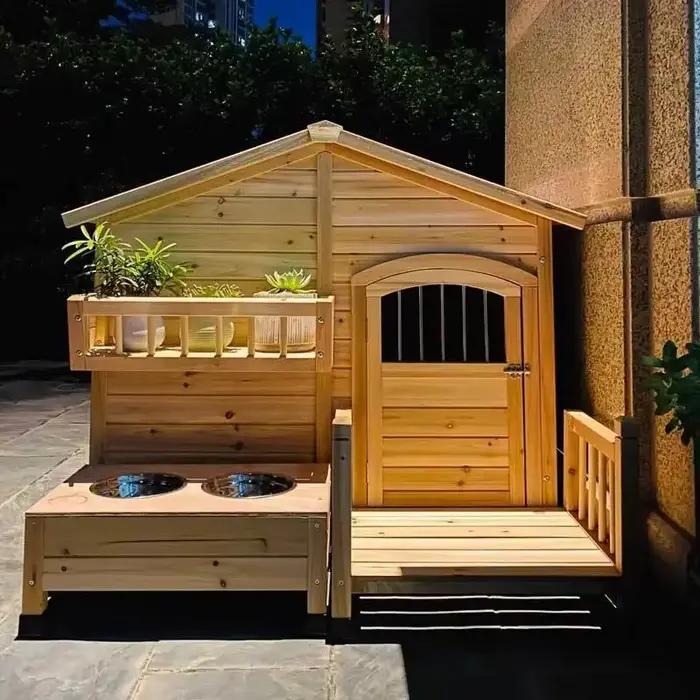 Chenil de maison de chien en bois de qualité mondiale de conception durable extérieure