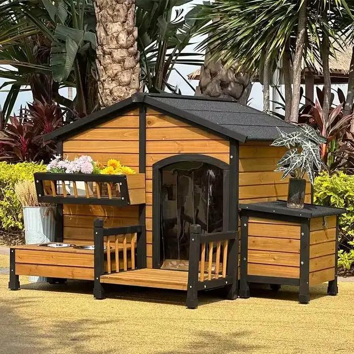 Chenil de maison de chien en bois de qualité mondiale de conception durable extérieure
