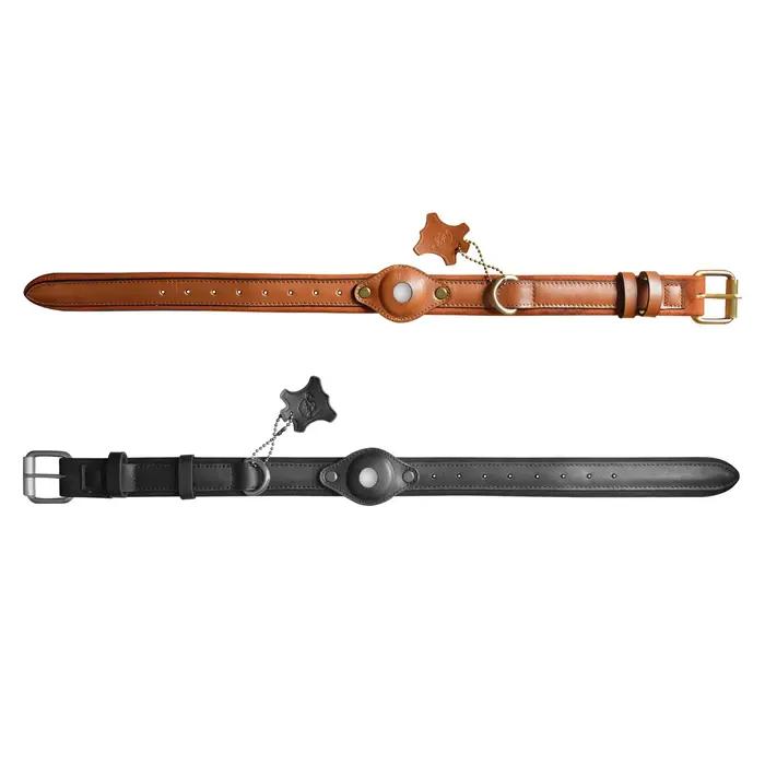 Collier pour chien en cuir pour animaux de compagnie avec support AirTag