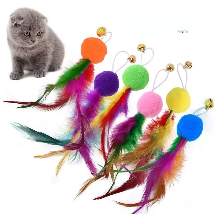 Accessoires de jouet en plumes de chat, faux jouet de ver de souris avec cloche, jouets pour chaton,