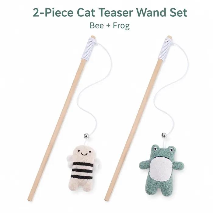 Jouet créatif pour chat en bois avec une petite peluche animale, jouet interactif pour chat rempli d'herbe à chat, jouet attrayant pour animaux de compagnie.