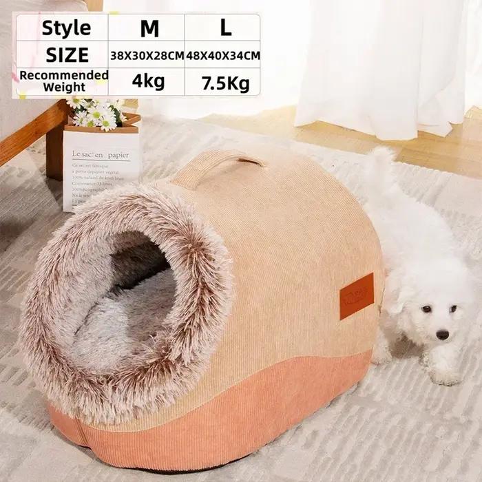 Chenil pour chien/chat confortable automne et hiver rayé cheveux longs nid Portable chaud épaissi