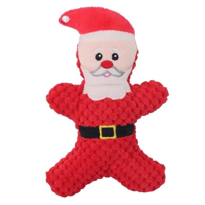 Noël chien en peluche bruit jouet à mâcher Santa Elk pain d'épice homme beignet chat