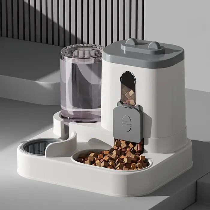 Bol pour chat mangeoire automatique avec conception anti-déversement avec fontaine d'eau distributeur de nourriture