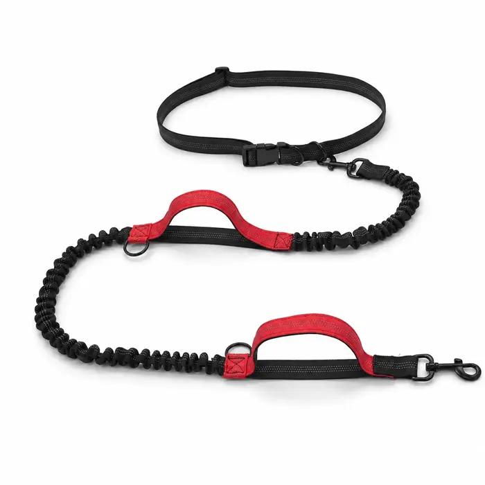 Laisse de course réfléchissante double élastique, laisse rétractable portable pour chien, laisse-chaîne pour chien, fournitures pour animaux de compagnie en gros