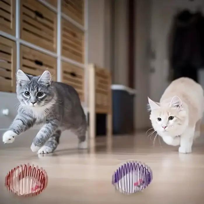 Balles de jouet pour chat, jouets à ressorts extensibles et amusants pour chaton, Rats en cage inter