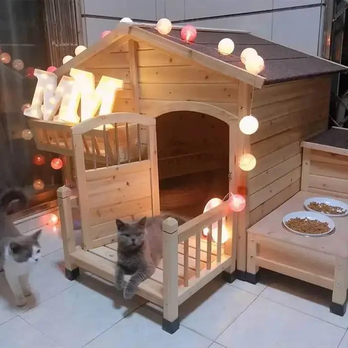Chenil de maison de chien en bois de qualité mondiale de conception durable extérieure