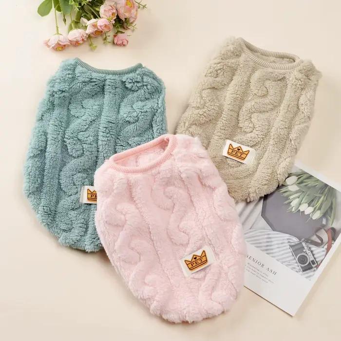 Vêtements en molleton doux pour petits chiens et chats, pull chaud pour chiot, vêtements bouledogue