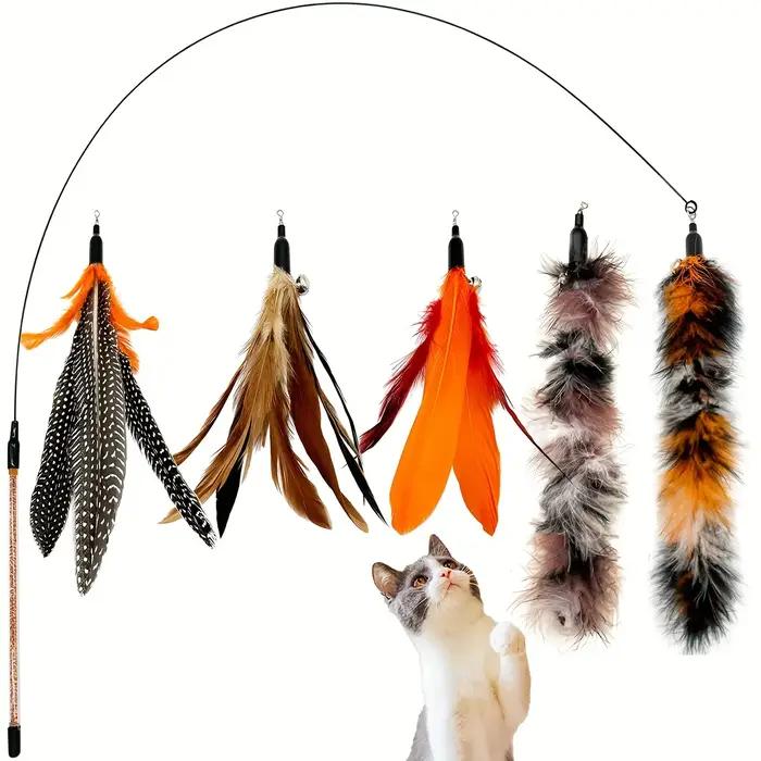 6 pièces jouet pour chat plume remplacement baguette