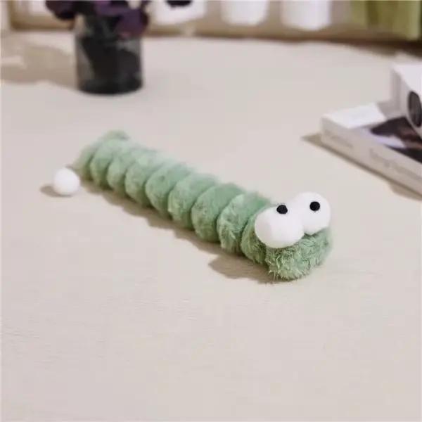 Jouet peluche souple en forme de chenille à la catnip pour chatons – Bâton à mâcher interactif pour
