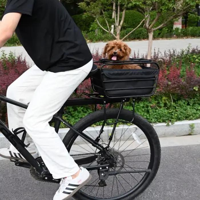 Panier de vélo 2-en-1 pour chien, pour porte-bagages arrière, panier de transport pour animaux de compagnie, convient aux chiens et chats de petite et moyenne taille jusqu'à 12 lb, pour les courses qu
