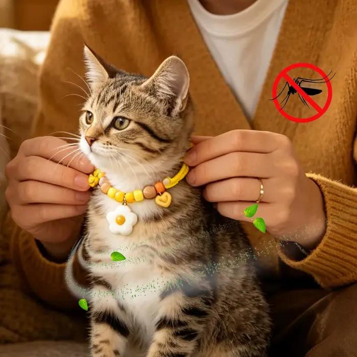 Collier anti-puces pour chat et chien en bois naturel