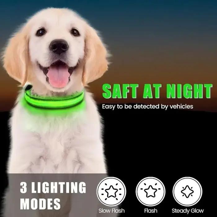 Collier pour chien LED avec support AirTag intégré