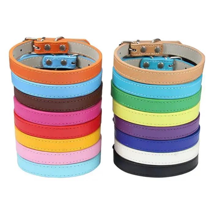 Collier coloré réglable en cuir PU pour animaux de compagnie