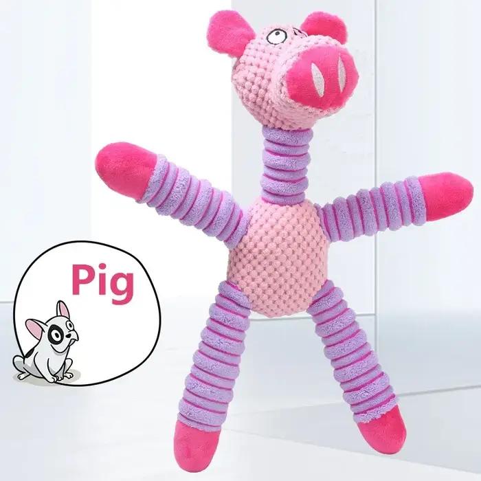 Grand chien indestructible son grinçant jouets animaux forme animal de compagnie doux en peluche à mâcher molaire jouet