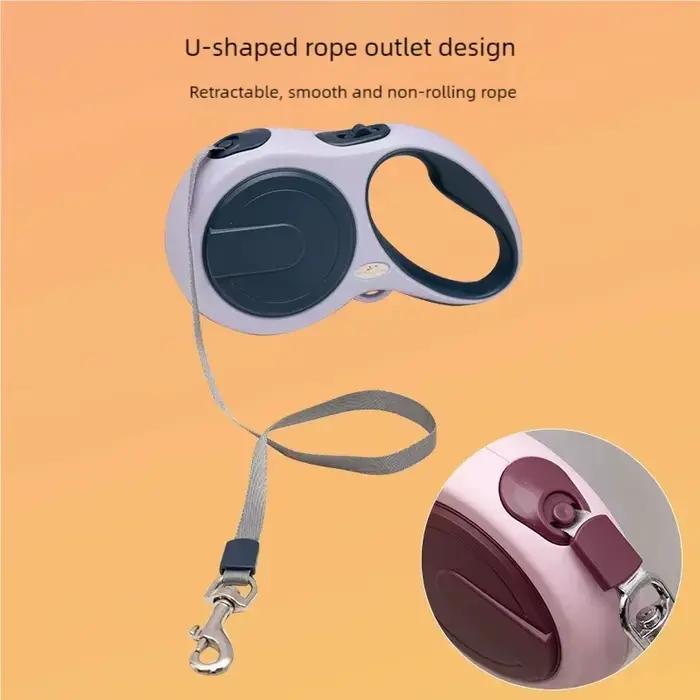Laisse rétractable pour chien de 5 mètres avec collier à roulettes