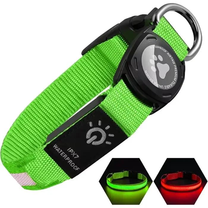 Collier pour chien LED avec support AirTag intégré