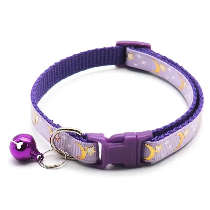 Accessoires pour chiens collier de chien réglable étoiles de lune de dessin animé avec cloche