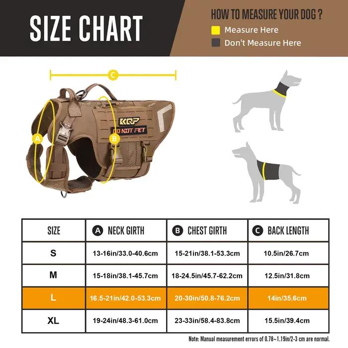 Harnais tactique réglable KQP anti-traction pour chien