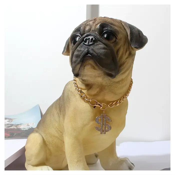 Collier de luxe pour chiens de petite et moyenne taille, pendentifs avec signe de Dollar, Hip Hop, c