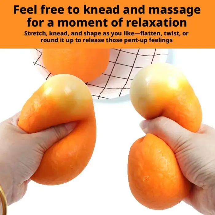 Balle anti-stress réaliste en forme d'orange - Jouet à presser à remontée lente pour soulager l'anxiété