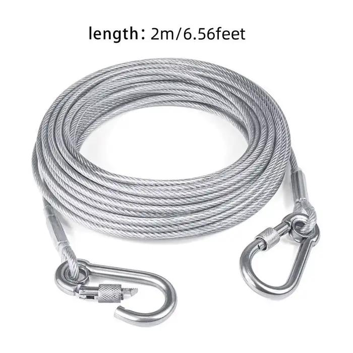 Laisse de câble d'arrimage pour chien à Double tête, corde de traction avec boucle en métal, collier