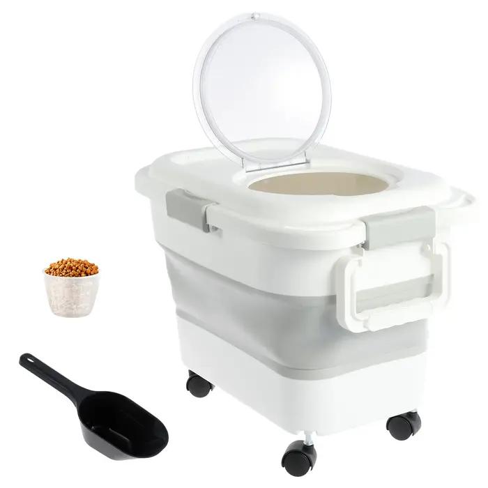 Baril de stockage de nourriture pliable pour animaux de compagnie