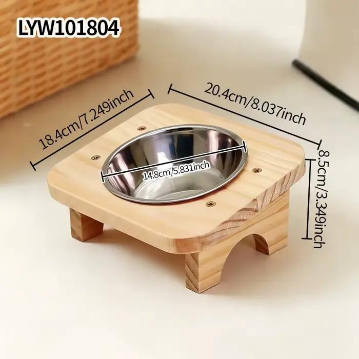 Distributeur de nourriture pour animaux de compagnie d'intérieur avec support surélevé en bois massi