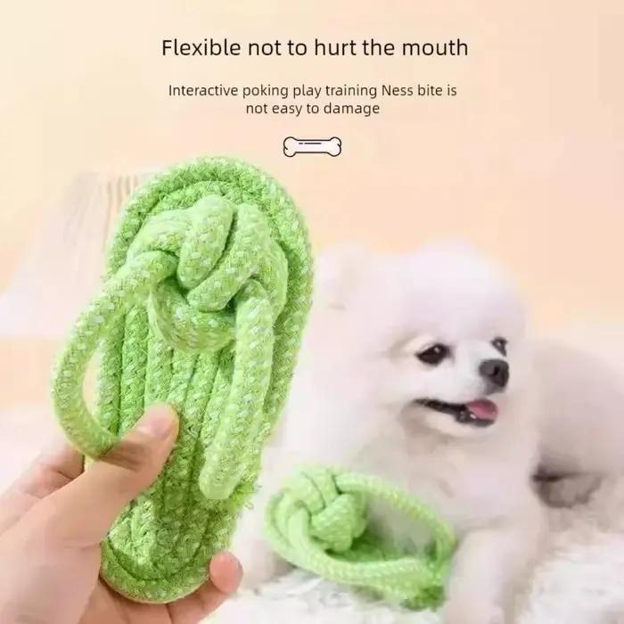 Jouet à nœud de pantoufle en corde de coton pour animaux de compagnie