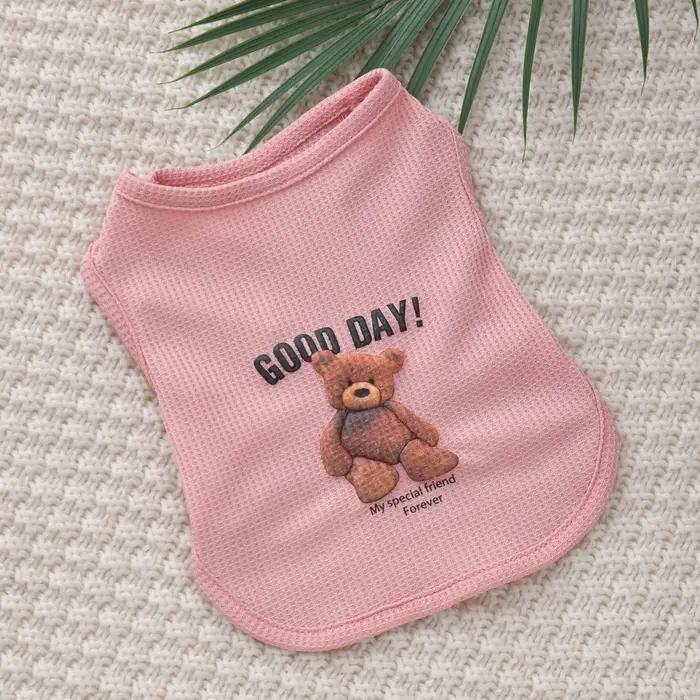Vêtements pour chiens printemps été animal de compagnie chiot gilet chat Cool mousse ours imprimé été gaufre débardeur