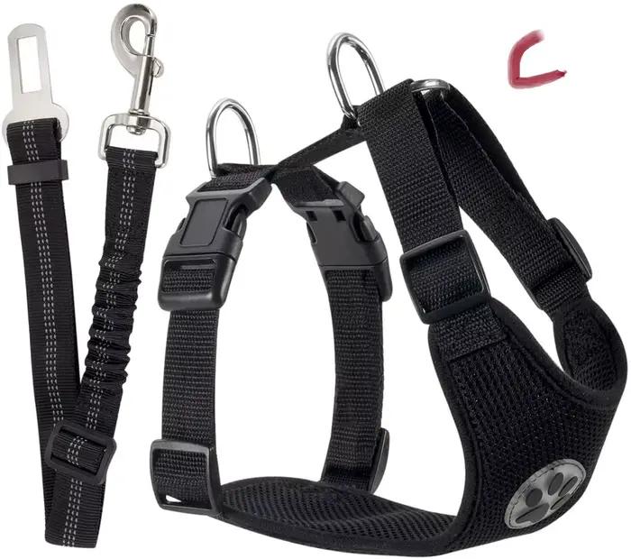 Ensemble de ceinture de sécurité pour harnais de voiture pour chien, harnais de gilet pour chien rég