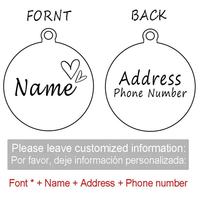 Étiquette d'identification personnalisée pour chien et chat, accessoires de collier, cercle gravé pe
