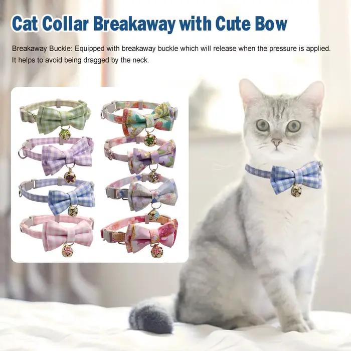 Collier de sécurité détachable pour chat avec nœud papillon mignon et clochette, collier réglable pour chiot, chaton, chat, accessoires pour animaux de compagnie