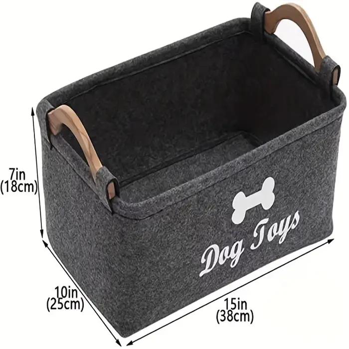 Panier de rangement pliable en feutre pour jouets d'animaux de compagnie
