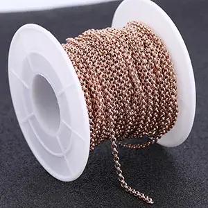 Reidgaller 10 mètres/rouleau chaînes de collier en métal en acier inoxydable plaqué or rose pour la fabrication de bijoux accessoires de bracelet à bricoler soi-même