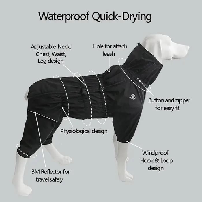 Veste d'extérieur imperméable pour chien, vêtements d'hiver, manteau chaud, grande combinaison réflé
