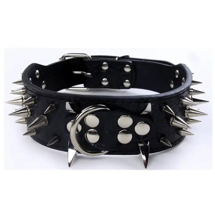 Ensemble collier et laisse pour chien à pointes, collier pour chien en cuir à rivets, collier réglab