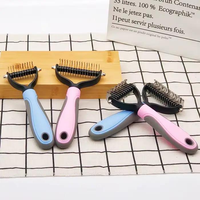 Peigne démêlant pour chiens et chats, brosse démêlante pour poils longs et bouclés, outil de toilett