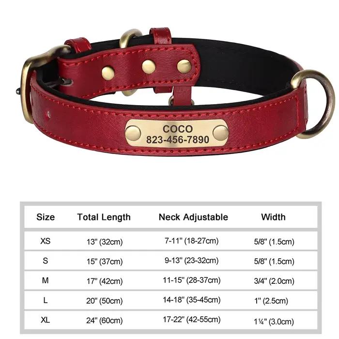 Collier de chien personnalisé en cuir PU gravé personnalisé colliers de chien gravure gratuite étiqu