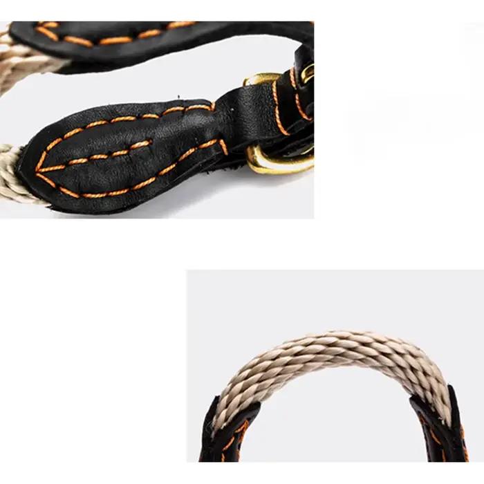 Collier de chien en cuir véritable réglable avec boucle en cuivre