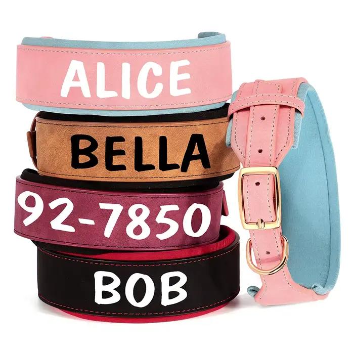 Large collier de chien personnalisé en cuir PU colliers d'étiquette de chiens personnalisés
