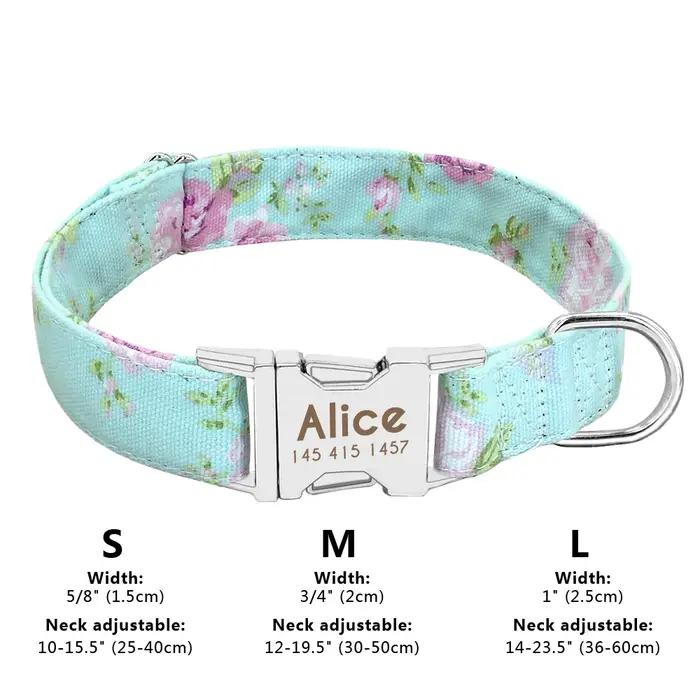 Collier en nylon personnalisé avec nom gravé pour animal de compagnie