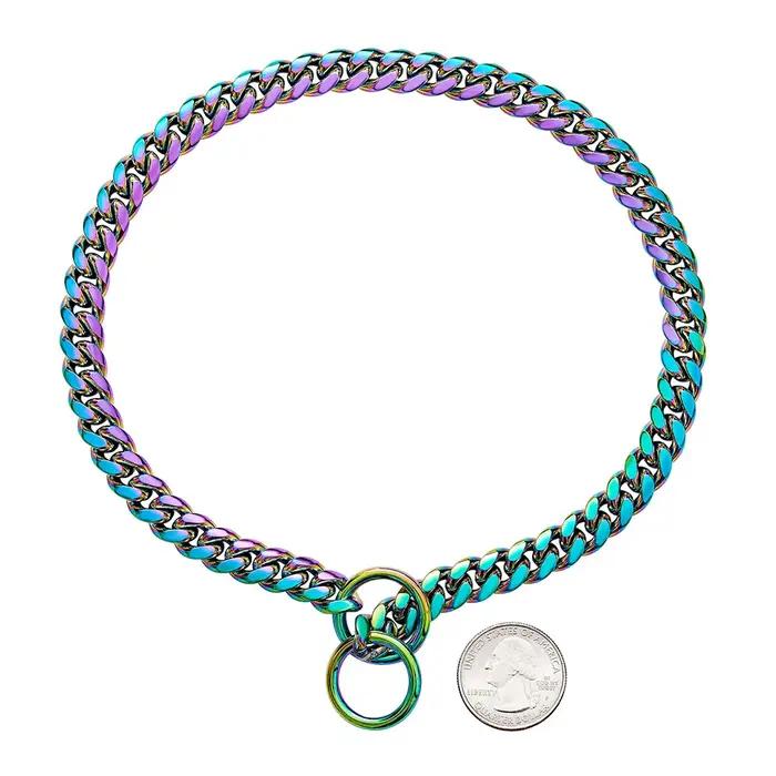 Collier de chaîne pour chien noir or 10MM lien cubain