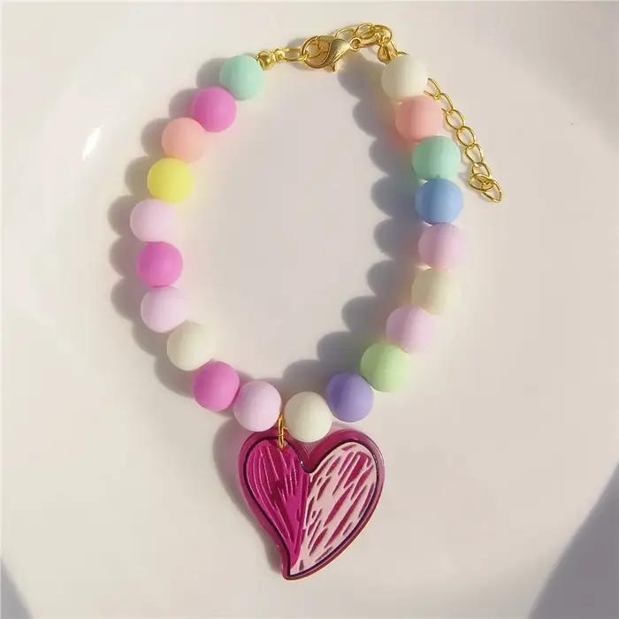 Collier de Perles en Forme de Cœur pour Chien et Chat