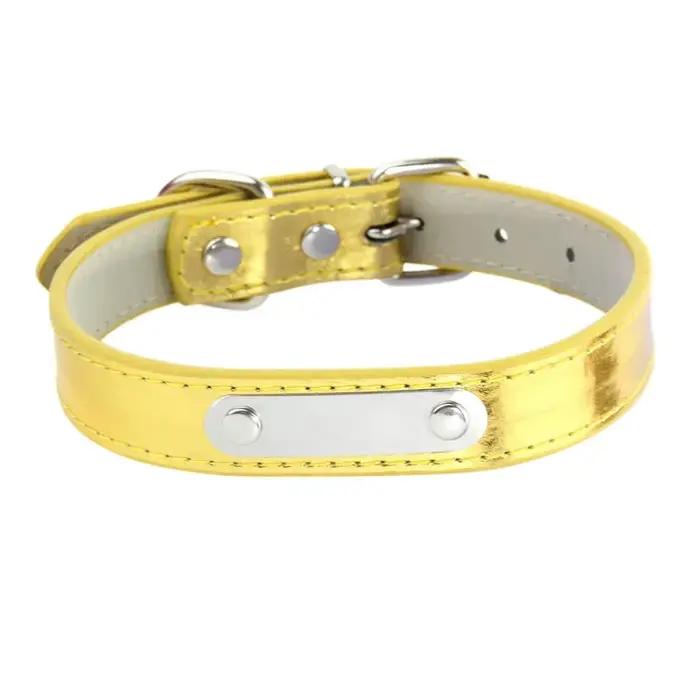 Collier de chien en cuir scintillant personnalisé avec nom